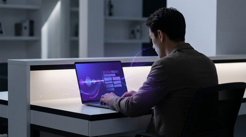 Happy Scribe transcription tool interface showcasing AI and human collaboration
