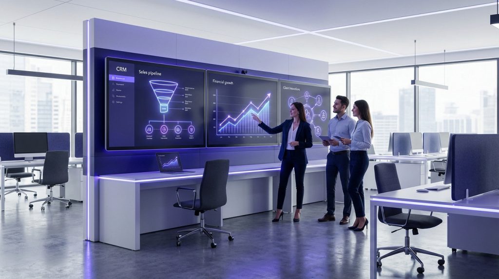 Sellsy CRM platform interface showcasing sales and cash flow management features for SMEs