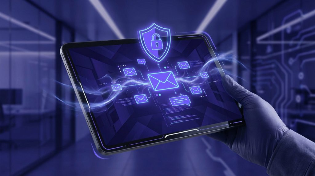 Portail SFR Mail avec icône de connexion et sécurité pour messagerie