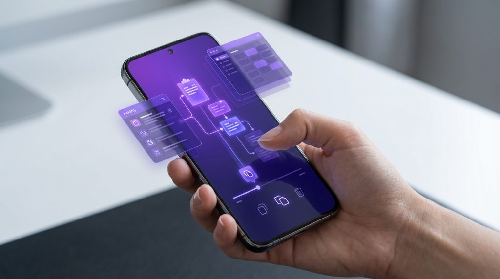 Illustration of Android clipboard features for copying and pasting text securely