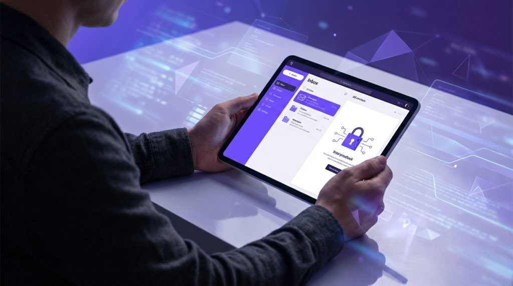 Interface SFR Mail 2025 montrant la gestion des e-mails et la sécurité des données