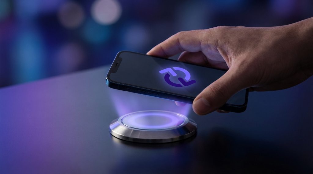iPhone displaying NFC feature for secure payments and automation