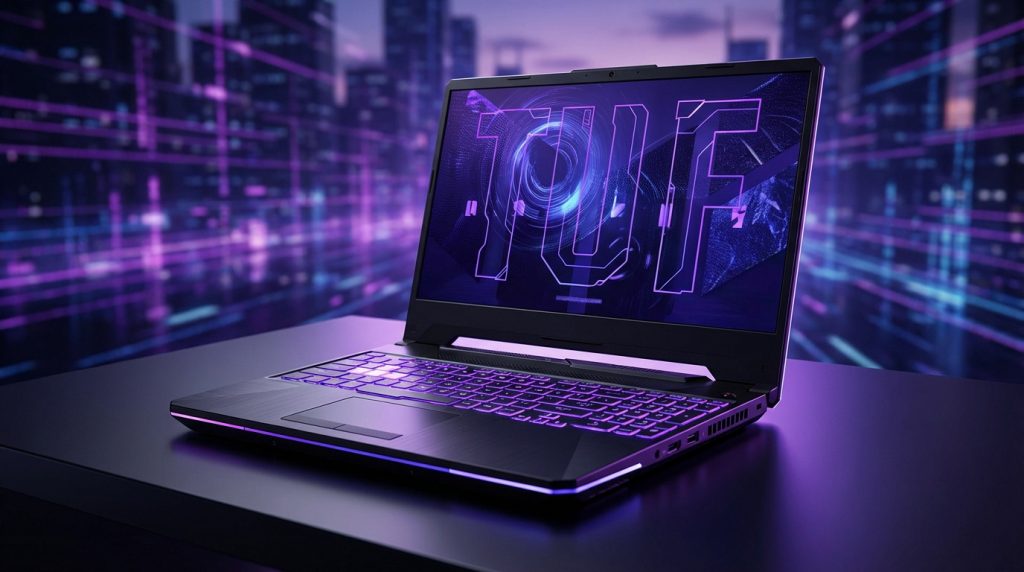 Asus TUF A16 gaming laptop showcasing its robust design and 16:10 2.5K display