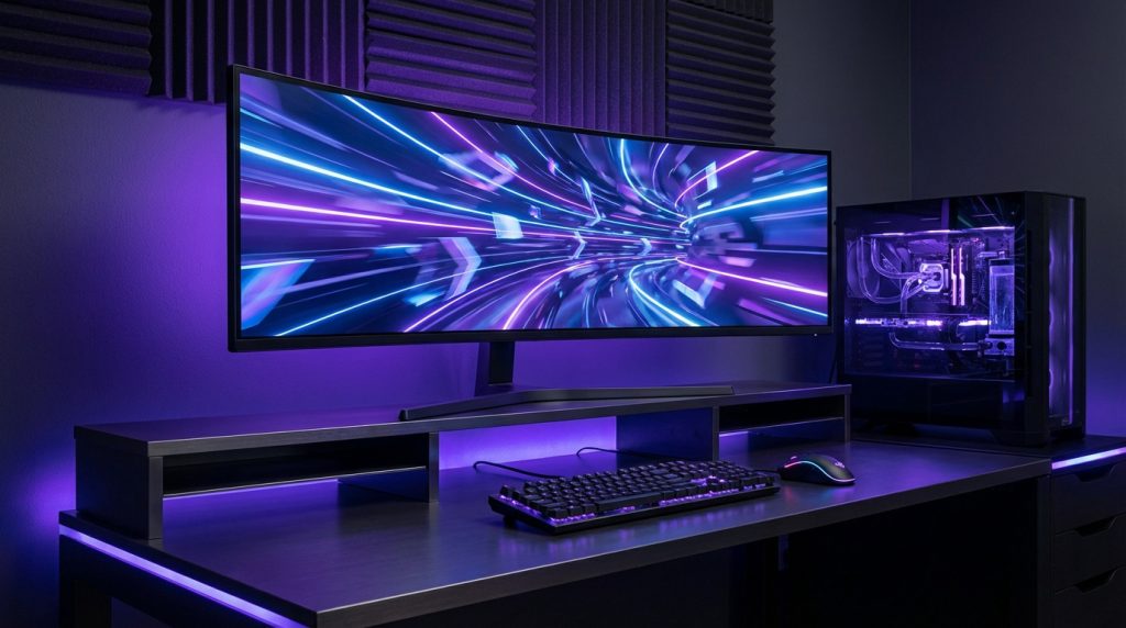 Samsung Odyssey G5 32 monitor showcasing WQHD resolution and 1000R curvature for immersive gaming experience