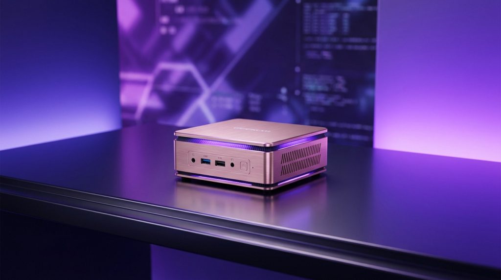 Geekom A5 mini PC in elegant rose gold with Ryzen 7 5800H processor and 32GB RAM